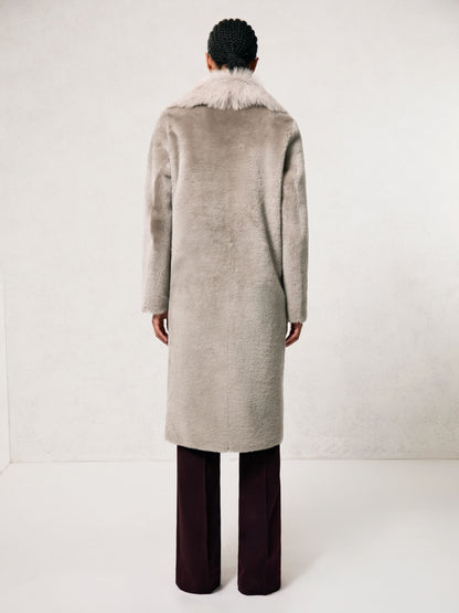 Elia Shearling And Leather Coat in Neutral