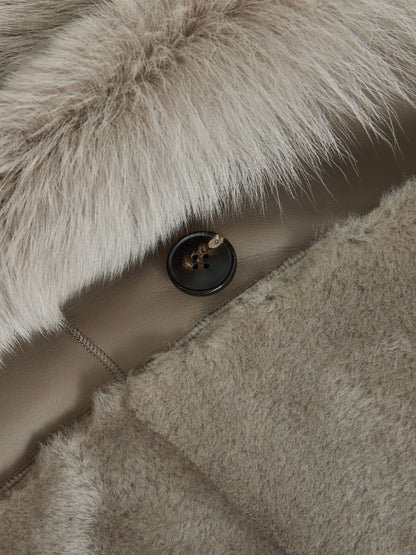 Elia Shearling And Leather Coat in Neutral