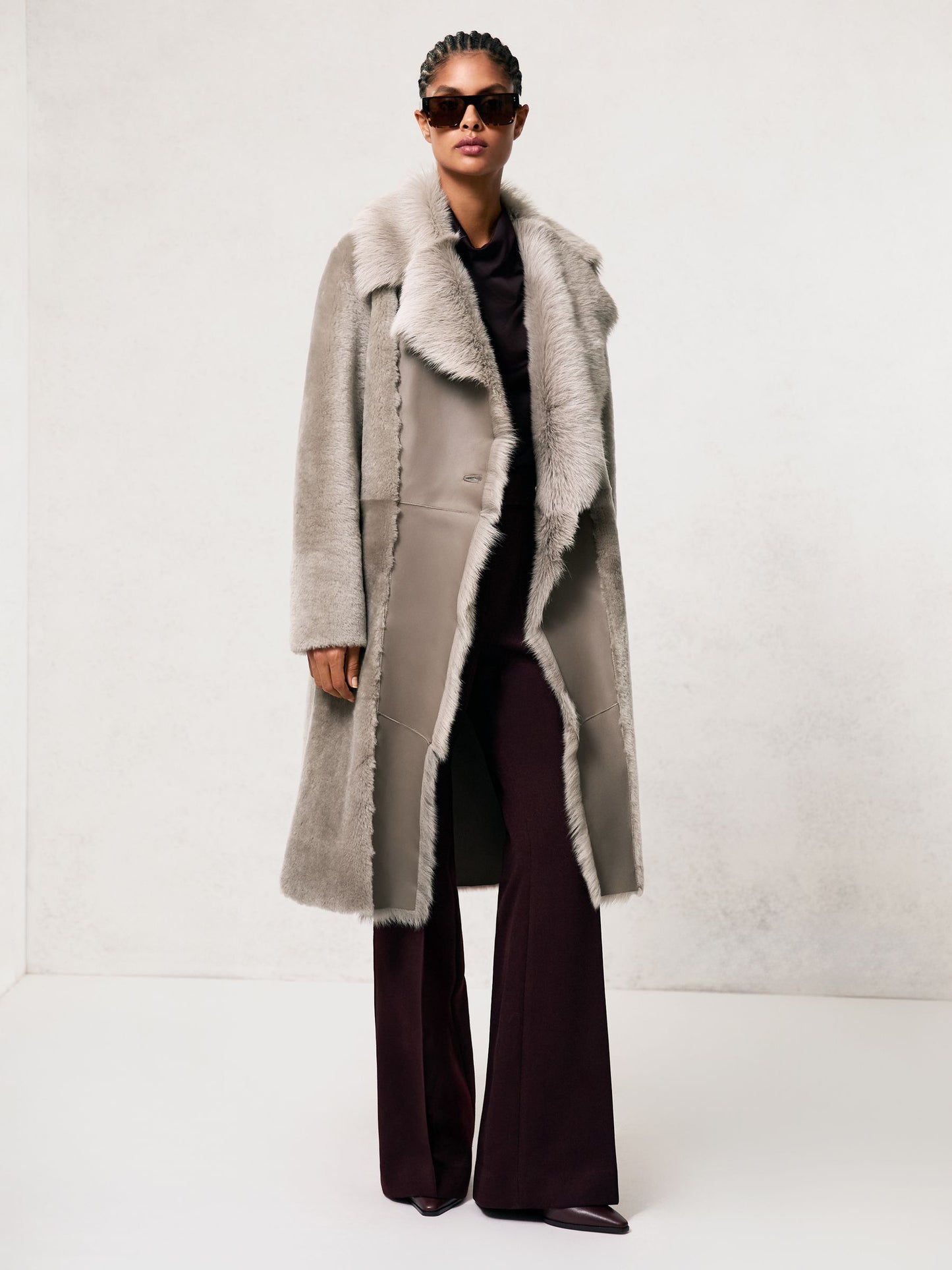 Elia Shearling And Leather Coat in Neutral
