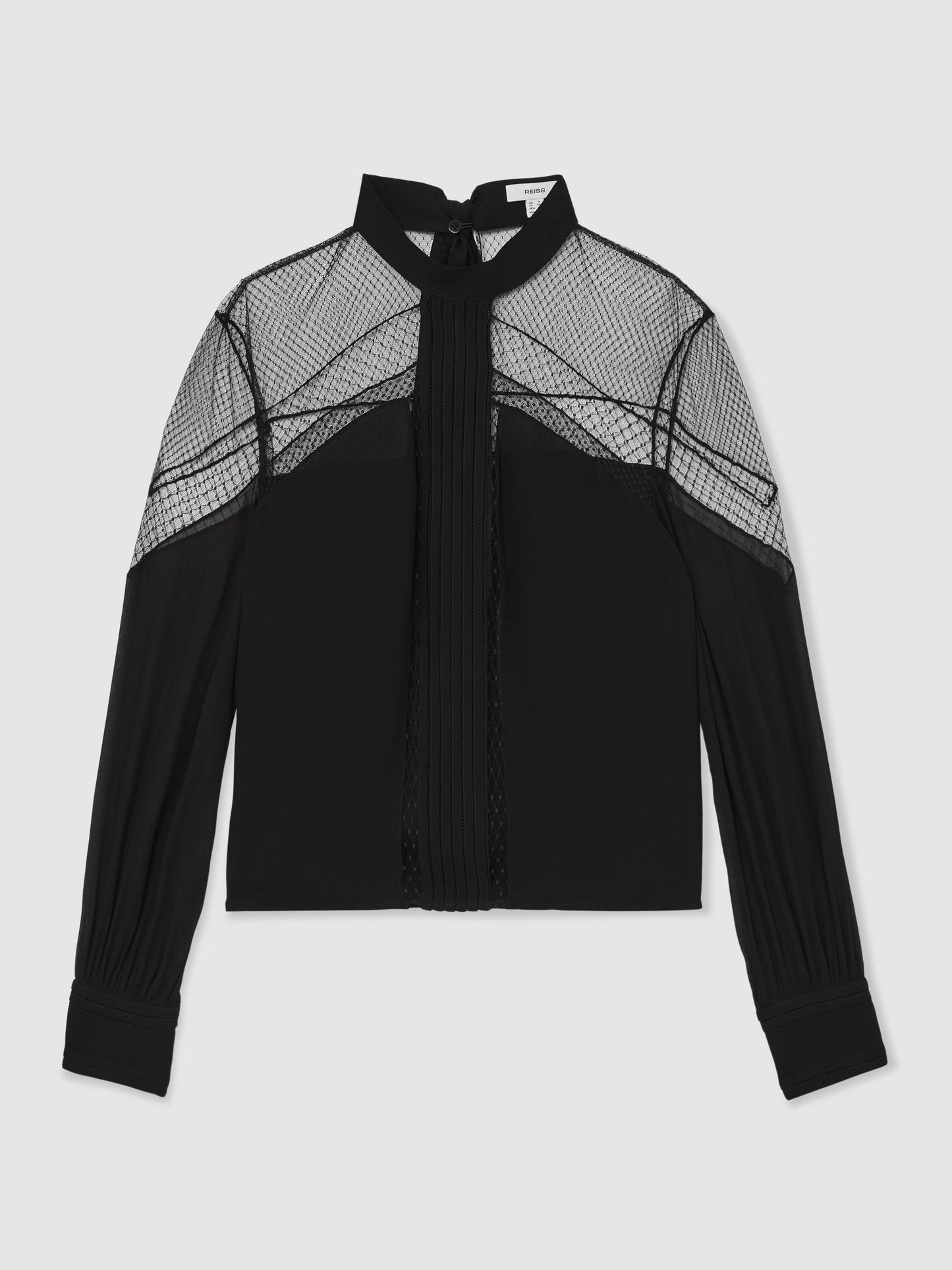 Marnie Lace-Insert Tie-Back Blouse in Black