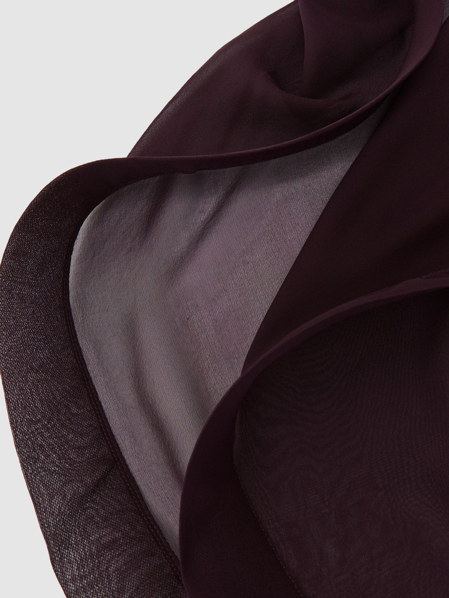 Reiss Silk Asymmetric-Ruffle Bandeau Top in Burgundy