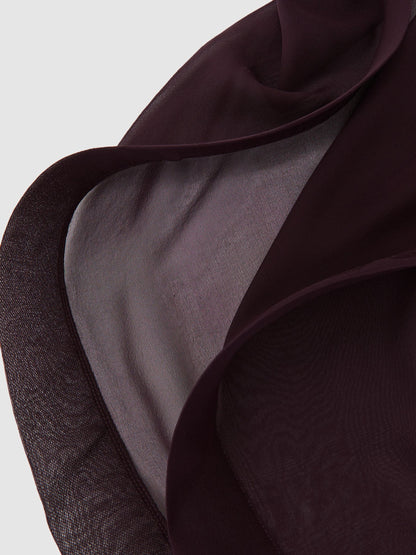 Reiss Silk Asymmetric-Ruffle Bandeau Top in Burgundy