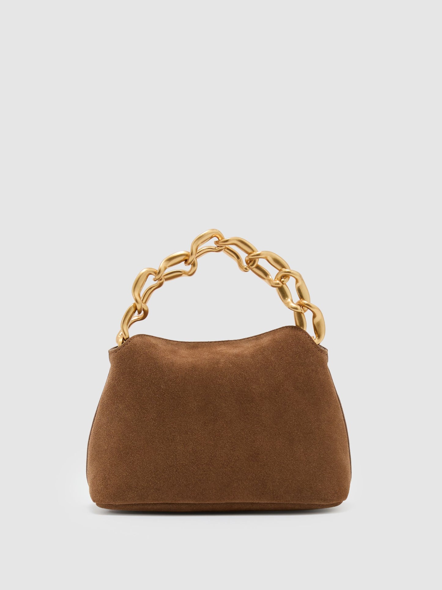 Suede Chain Grab Bag in Tan