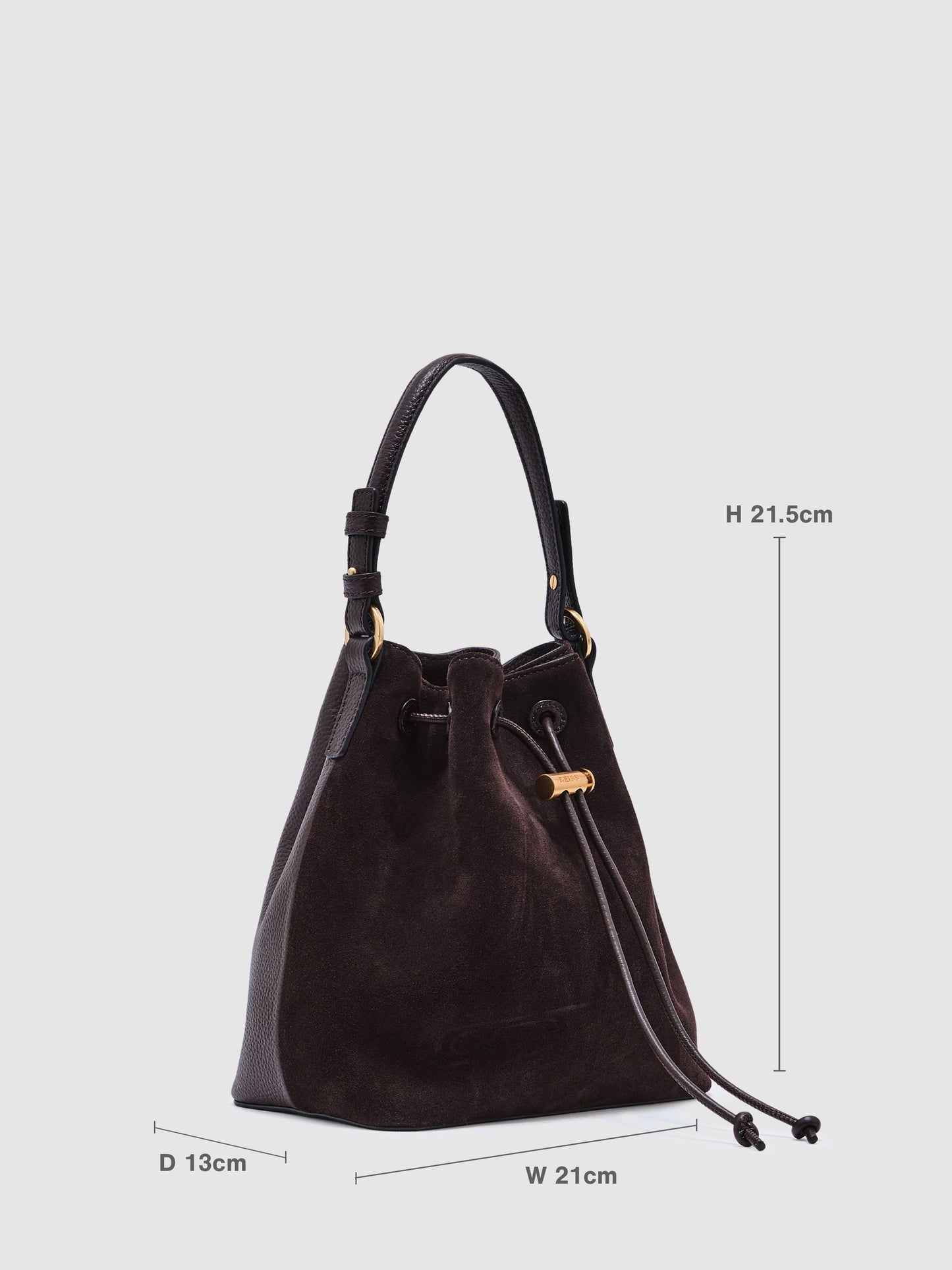 Suede and Leather Bucket Bag in Chocolate