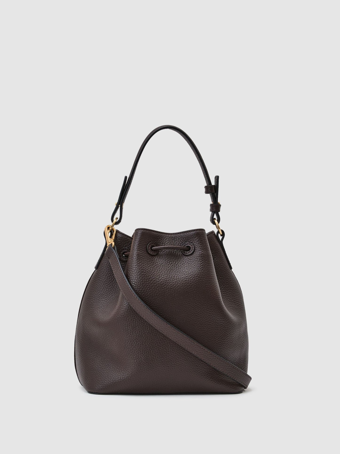 Suede and Leather Bucket Bag in Chocolate