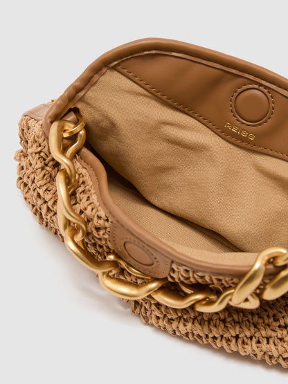 Raffia-Effect Chain Grab Bag in Natural