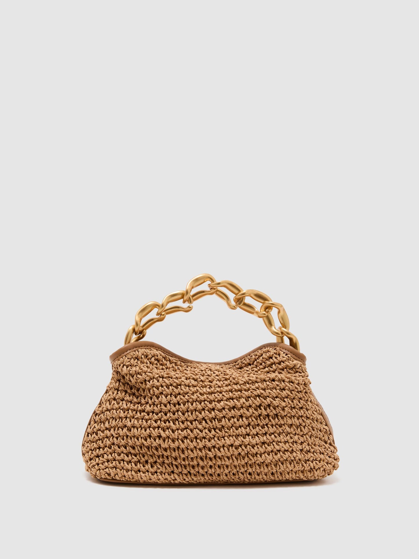 Raffia-Effect Chain Grab Bag in Natural