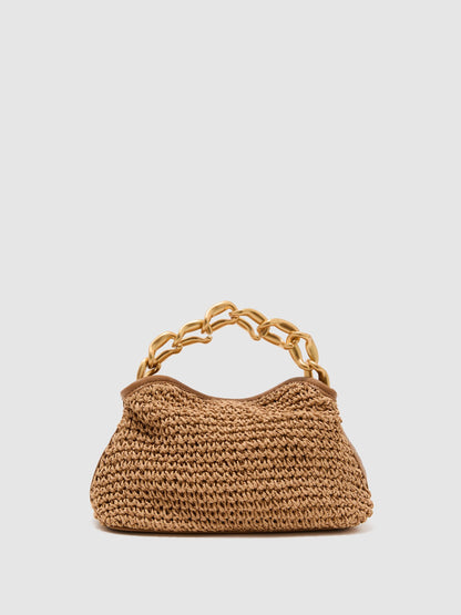 Raffia-Effect Chain Grab Bag in Natural