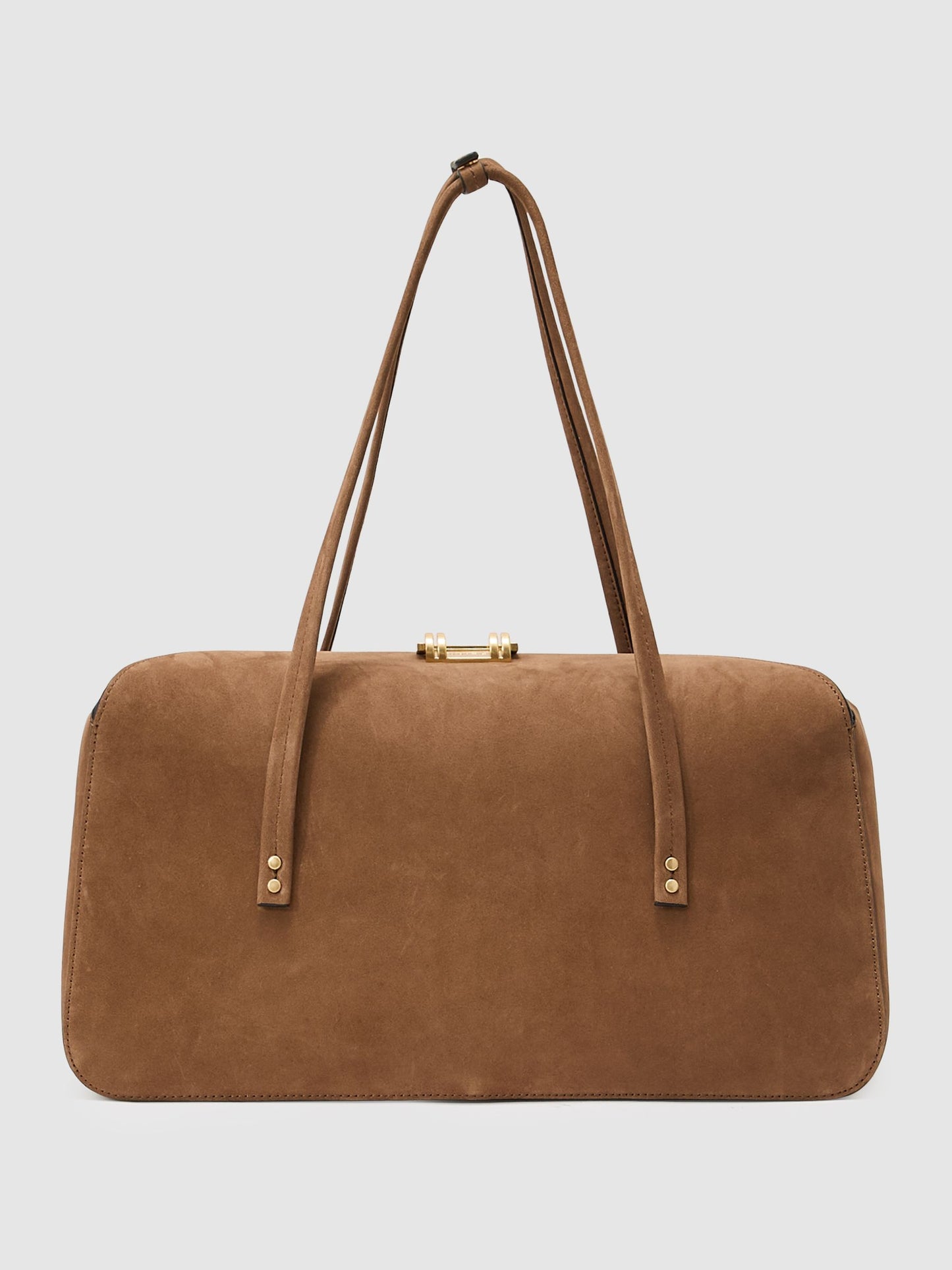 Suede Bowling Bag in Tan