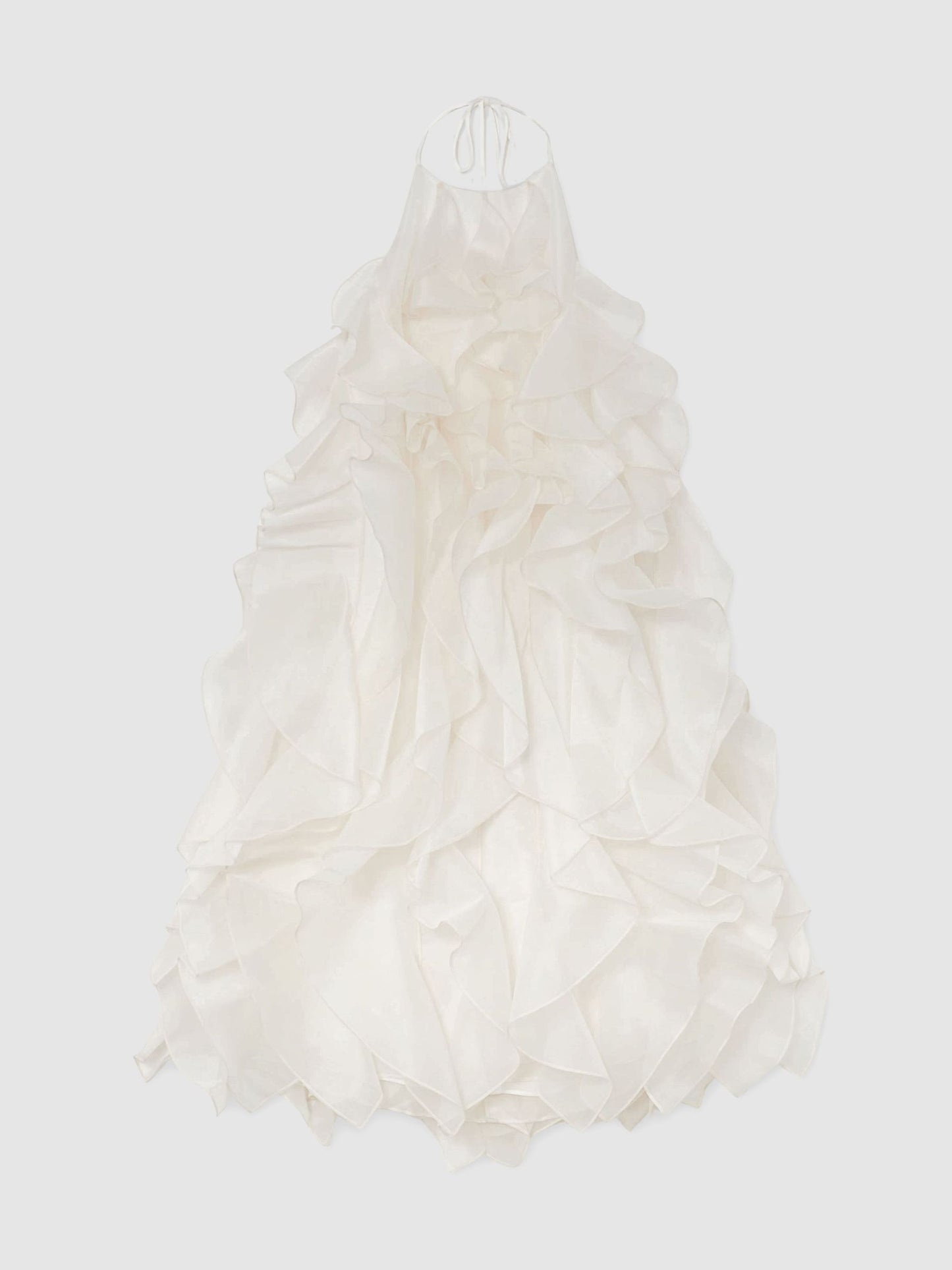 Atelier Off White Silk-Organza Ruffle Mini Dress in Off White