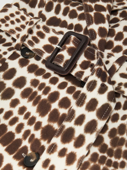 Atelier Cotton Animal-Print Tailored Dress in Chocolate