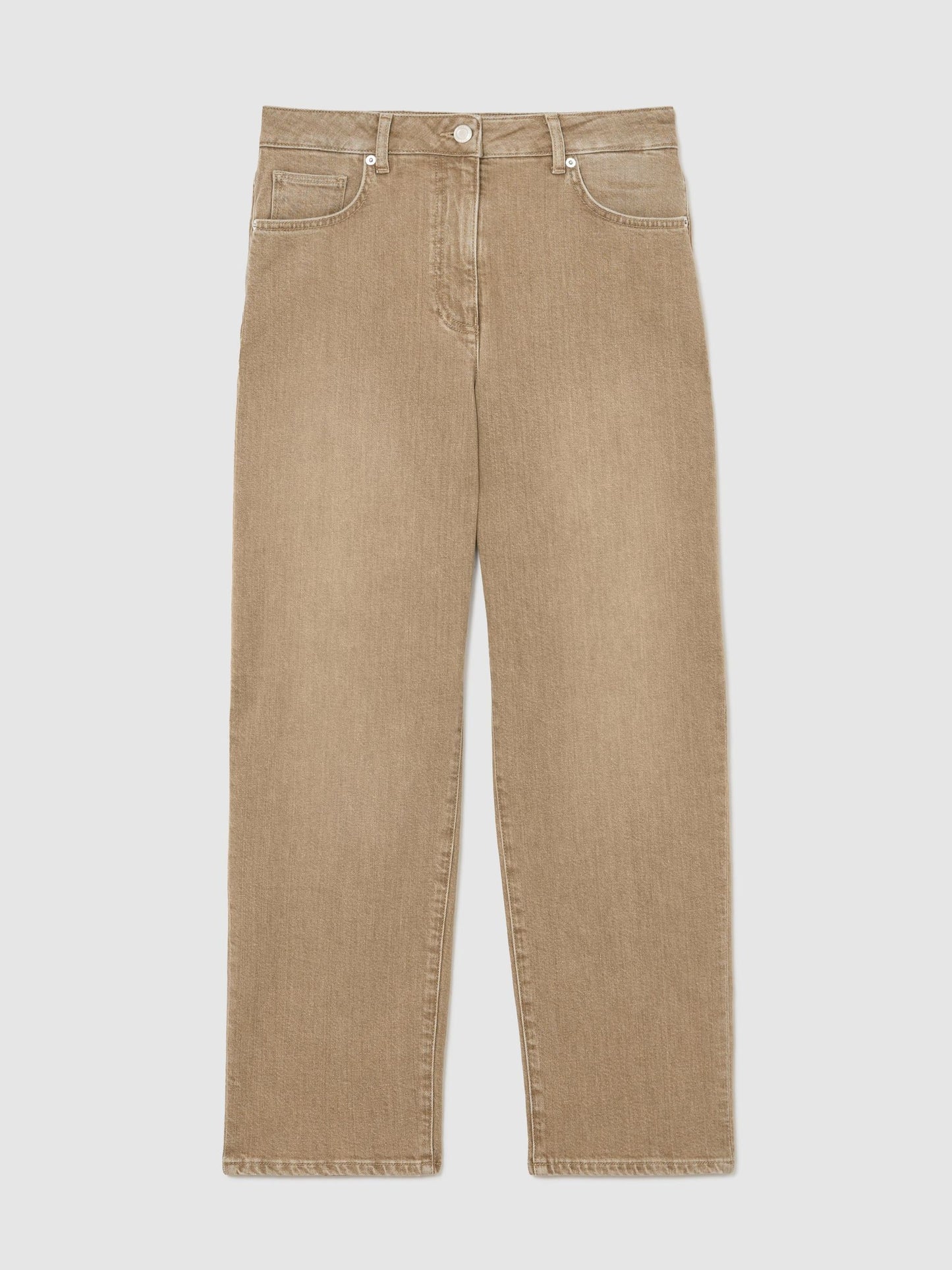 Mid-Rise Straight-Leg Jeans in Neutral