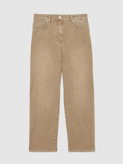 Mid-Rise Straight-Leg Jeans in Neutral