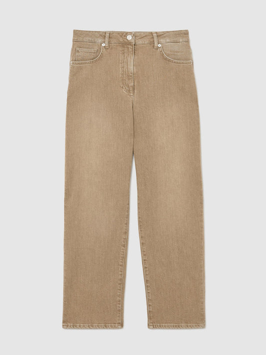 Mid-Rise Straight-Leg Jeans in Neutral