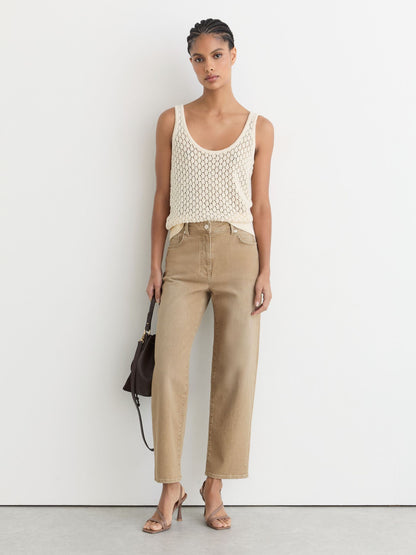 Mid-Rise Straight-Leg Jeans in Neutral