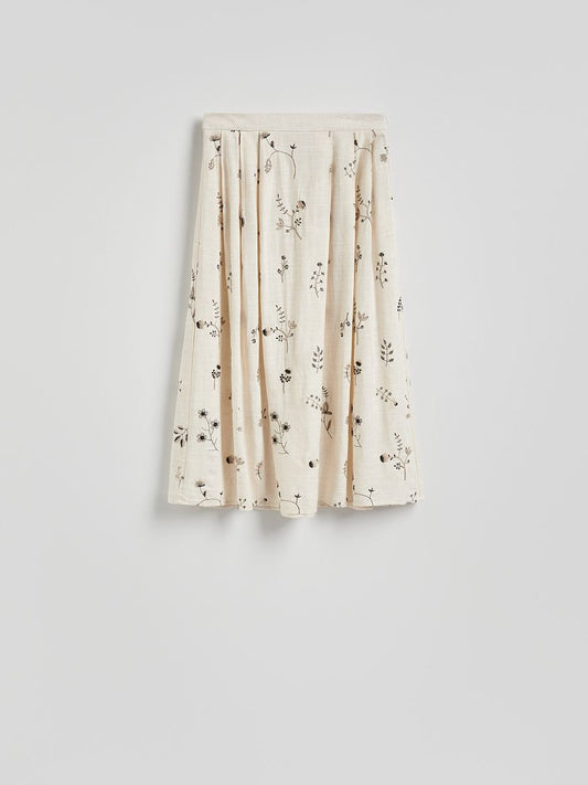 Midi skirt with linen blend