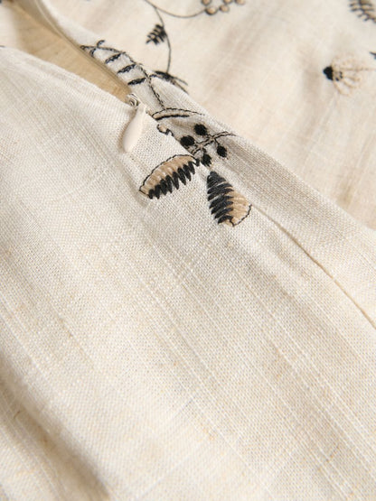 Midi skirt with linen blend