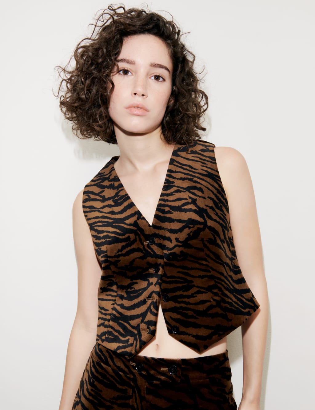 Velvet Animal Print Waistcoat Top