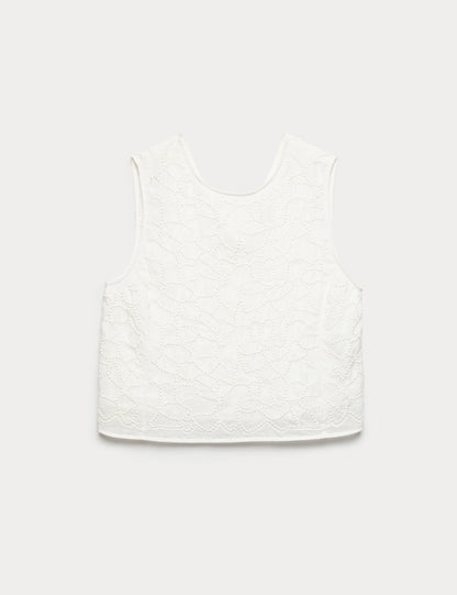 Viscose Rich Embroidered Shell Top