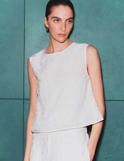 Viscose Rich Embroidered Shell Top