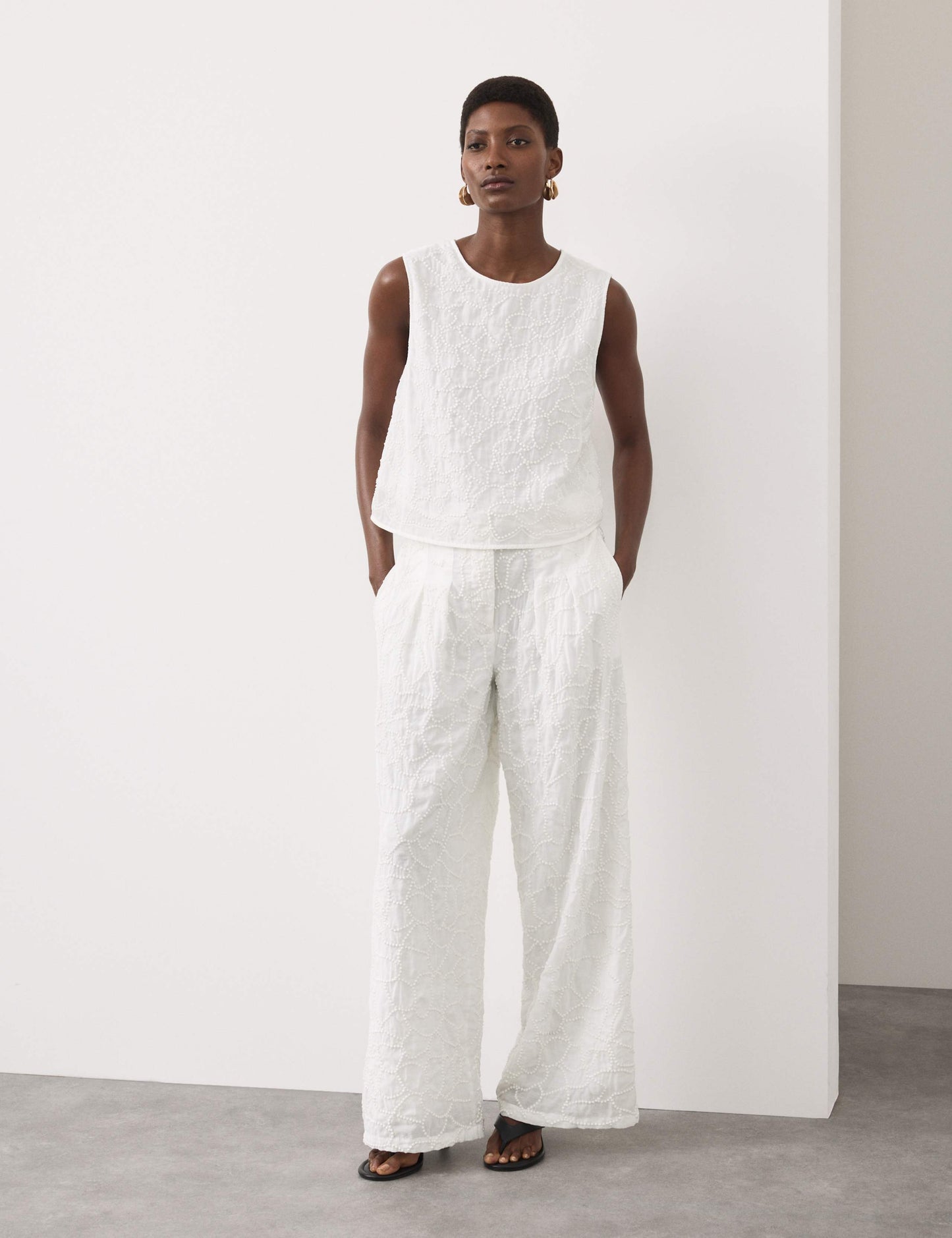 Viscose Rich Embroidered Shell Top