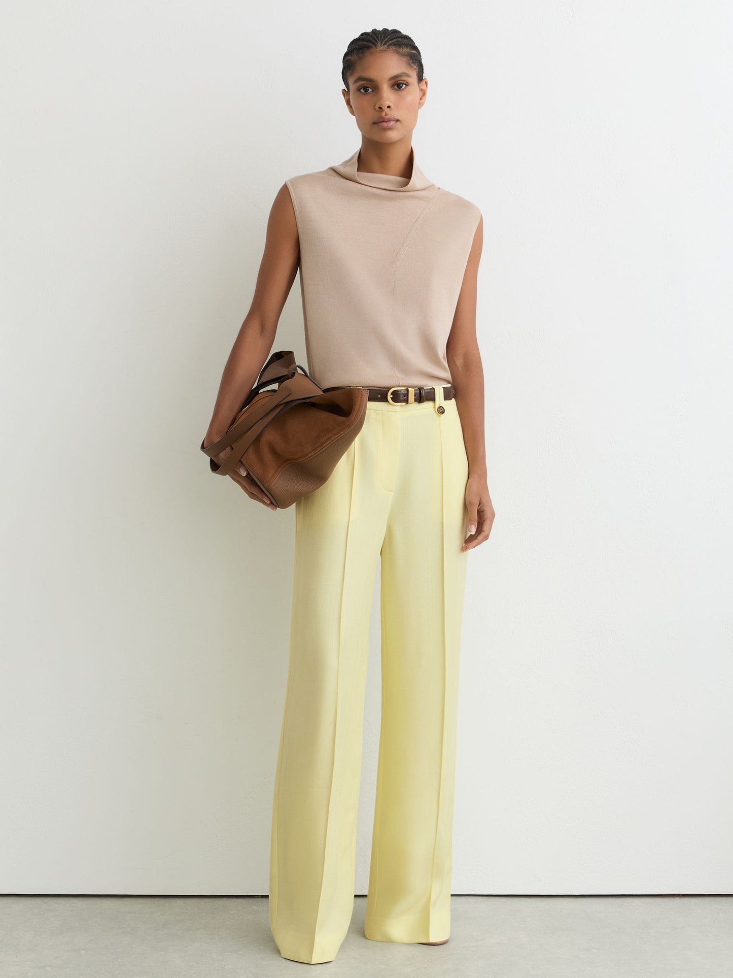 Wide-Leg Suit Trousers in Yellow