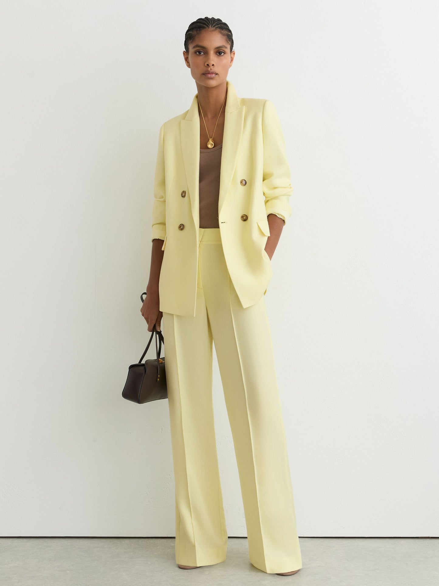 Wide-Leg Suit Trousers in Yellow
