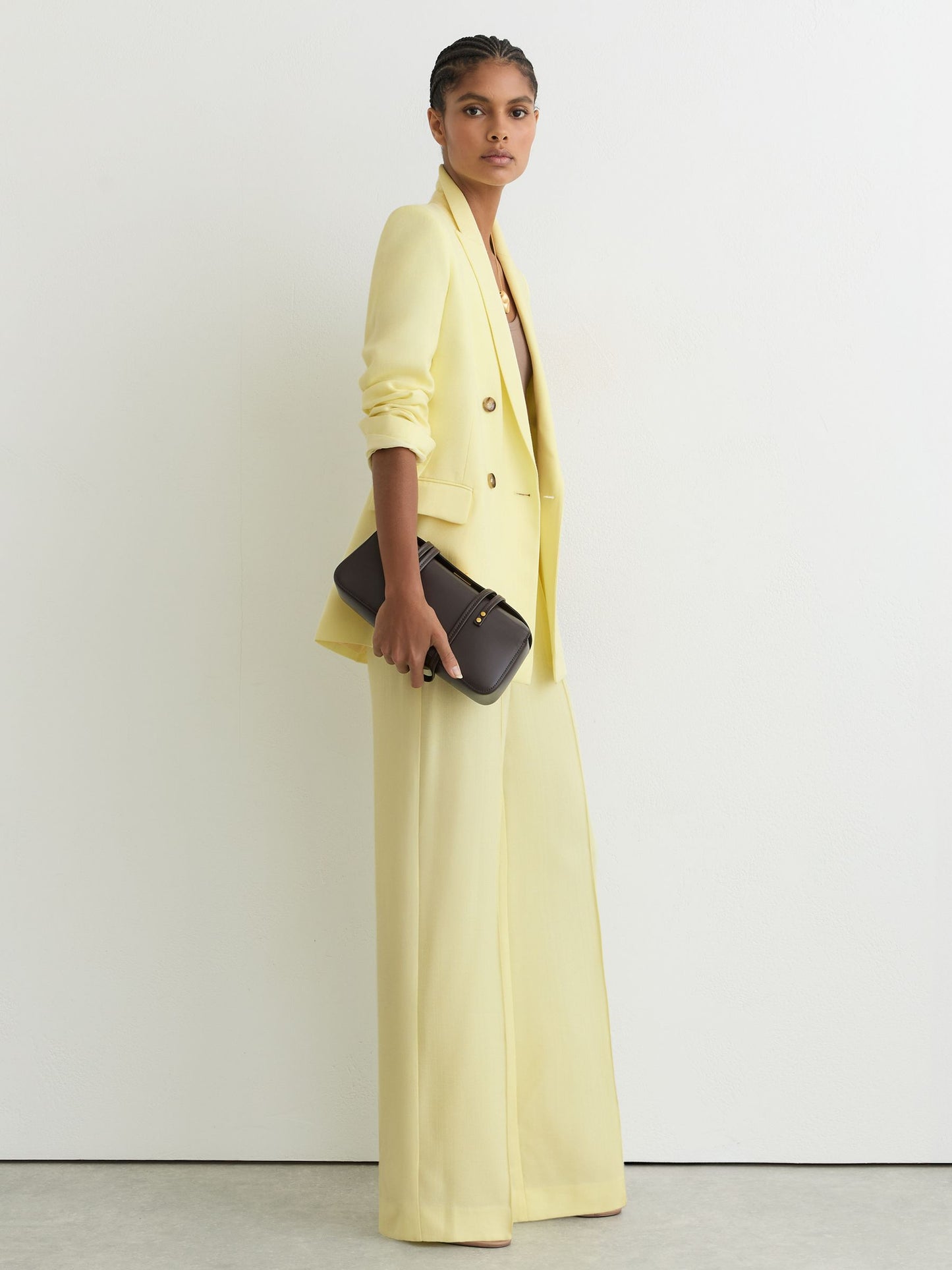 Wide-Leg Suit Trousers in Yellow