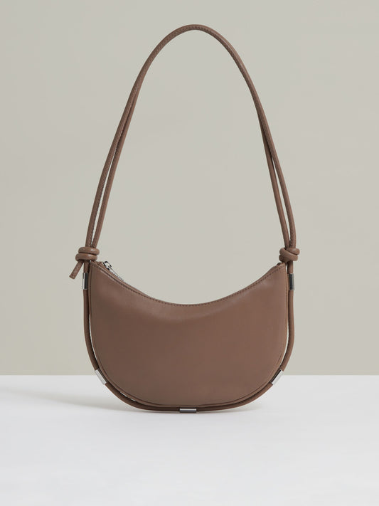 Leather Rope Strap Shoulder Bag in Neutral