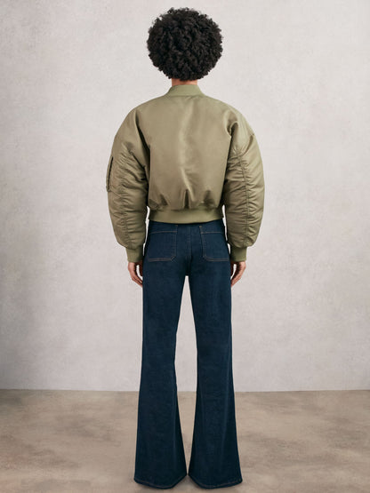 Reiss Technical Puffer Bomber Jacket in Khaki