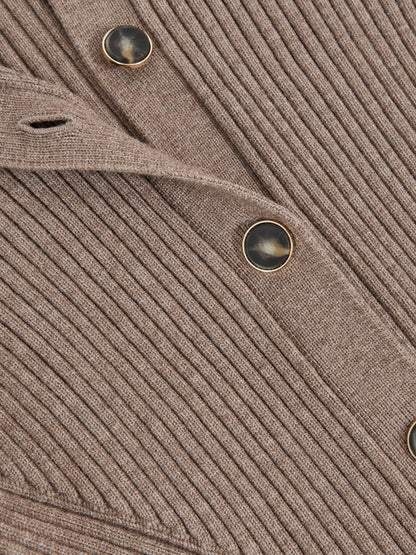 Button Front Knit Cardigan in Stone