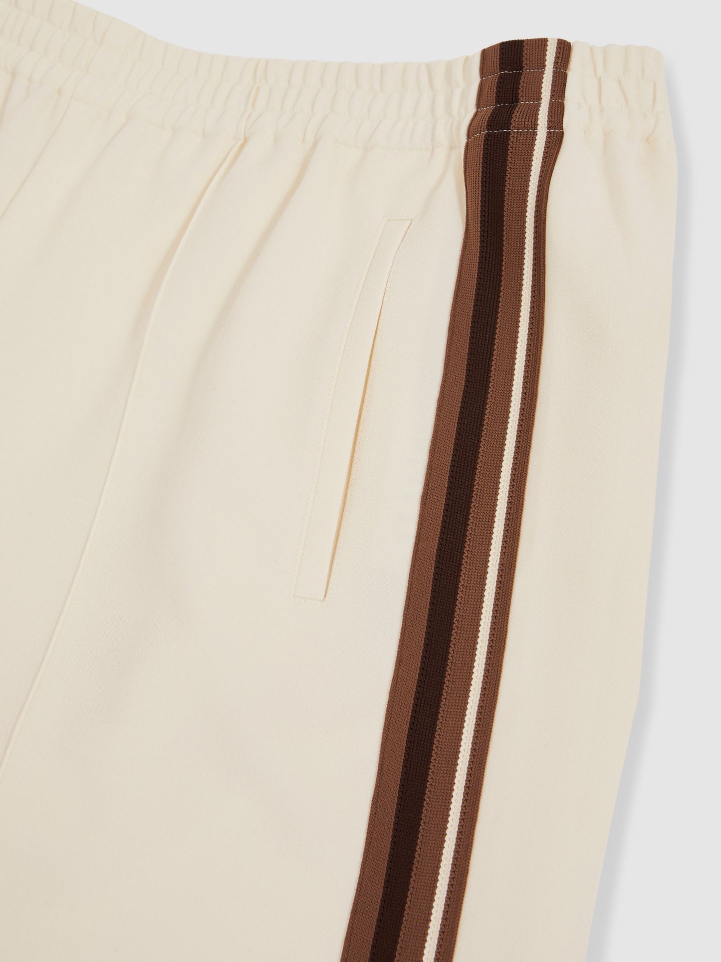 Side-Stripe Wide-Leg Trousers in Cream