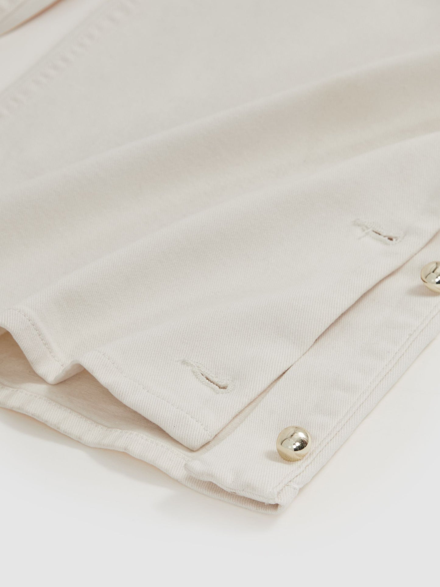 Reiss Side Button Wide Leg Jeans in Cream