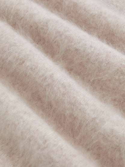 Brushed Cashmere Crew Neck Jumper in Oatmeal Neutral
