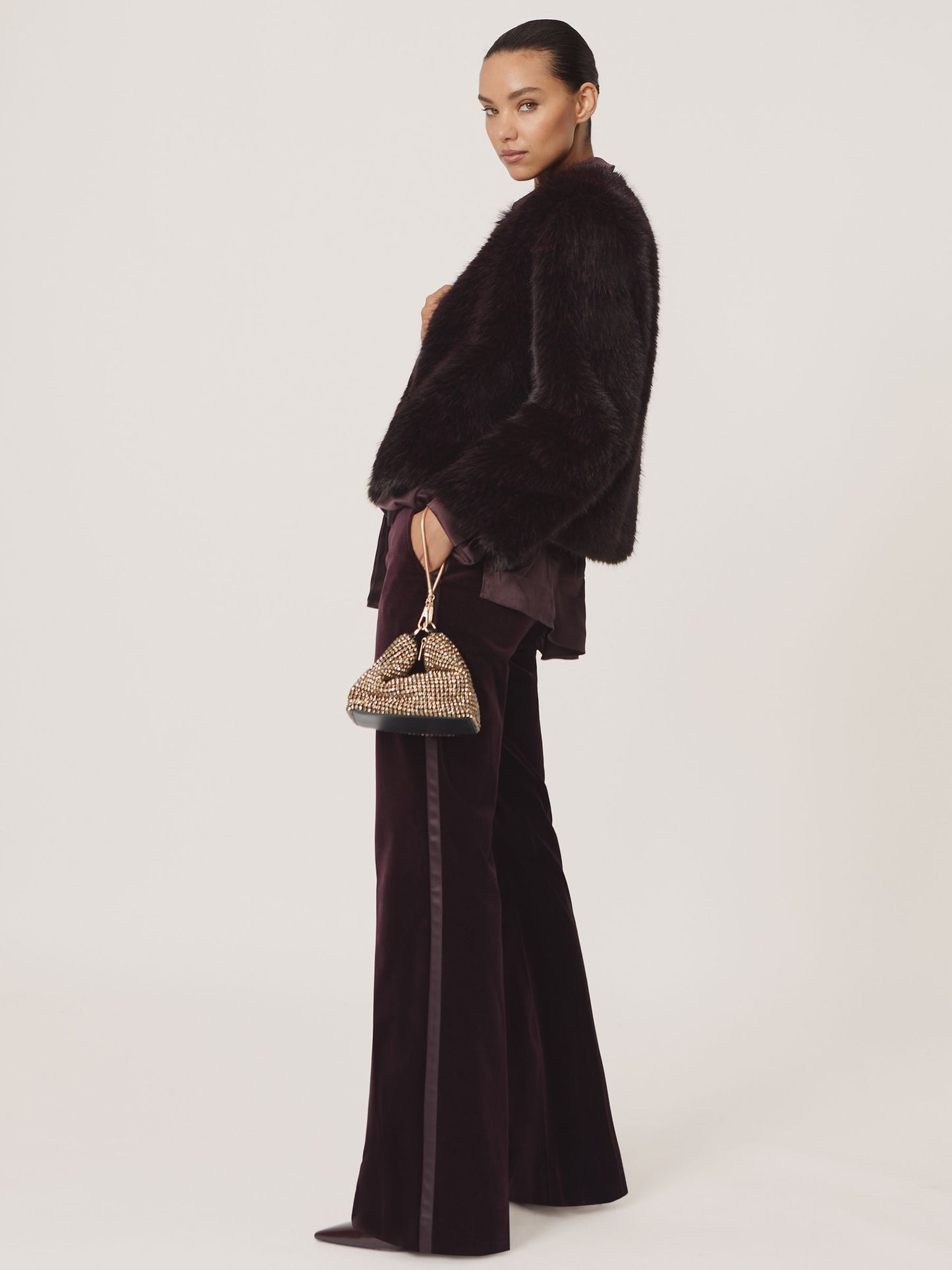 Fur Jacket in Burgundy