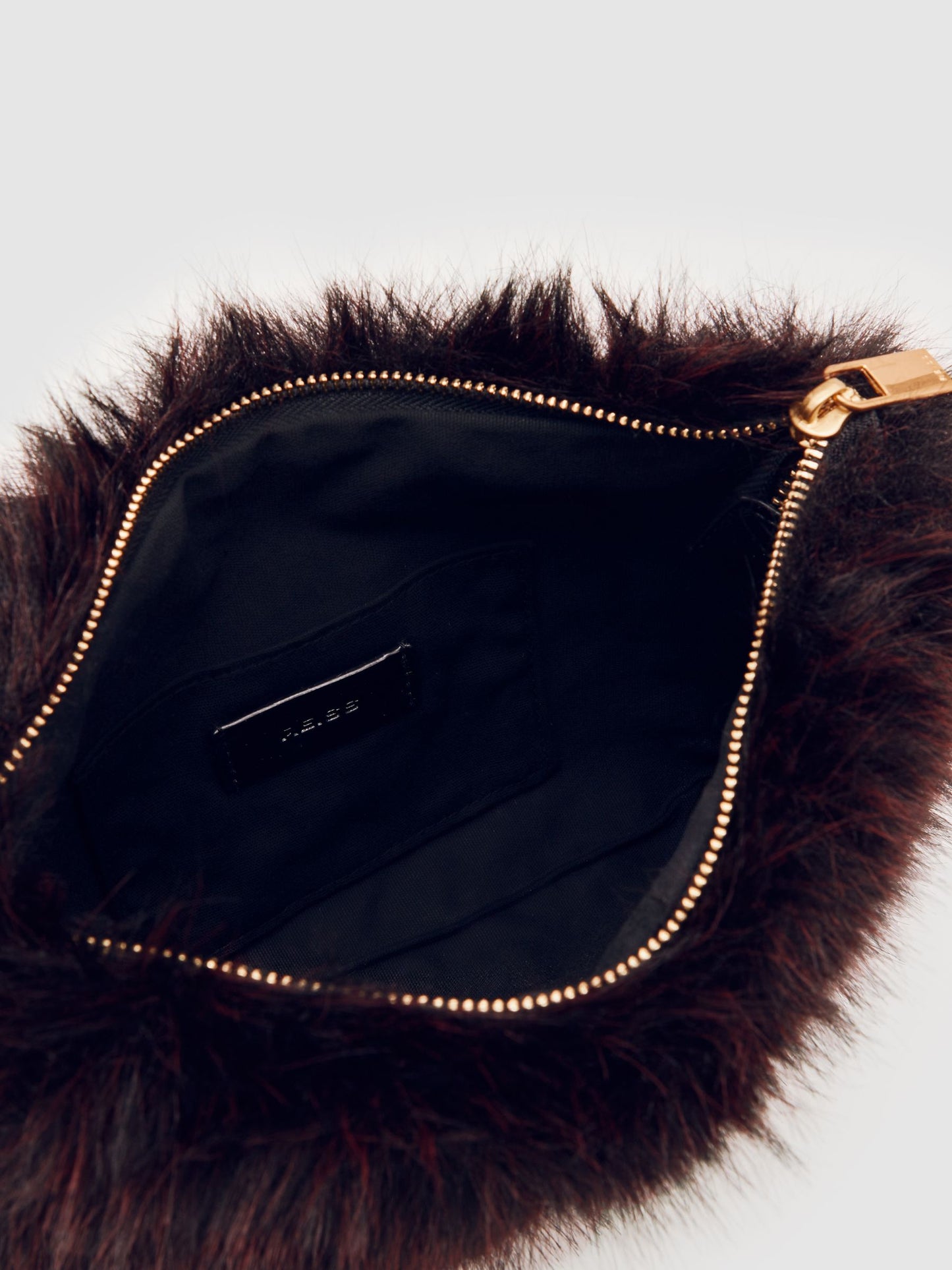 Faux Fur Shoulder Bag in Burgundy
