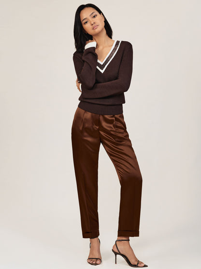 Satin Tapered Trousers in Bronze