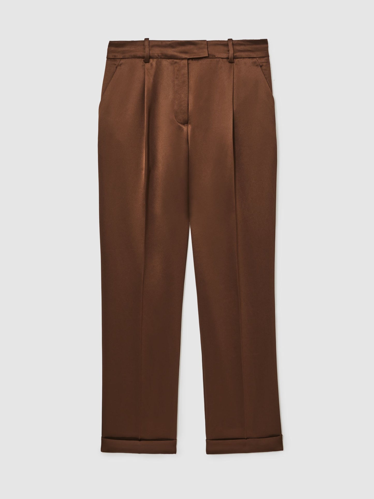 Satin Tapered Trousers in Bronze