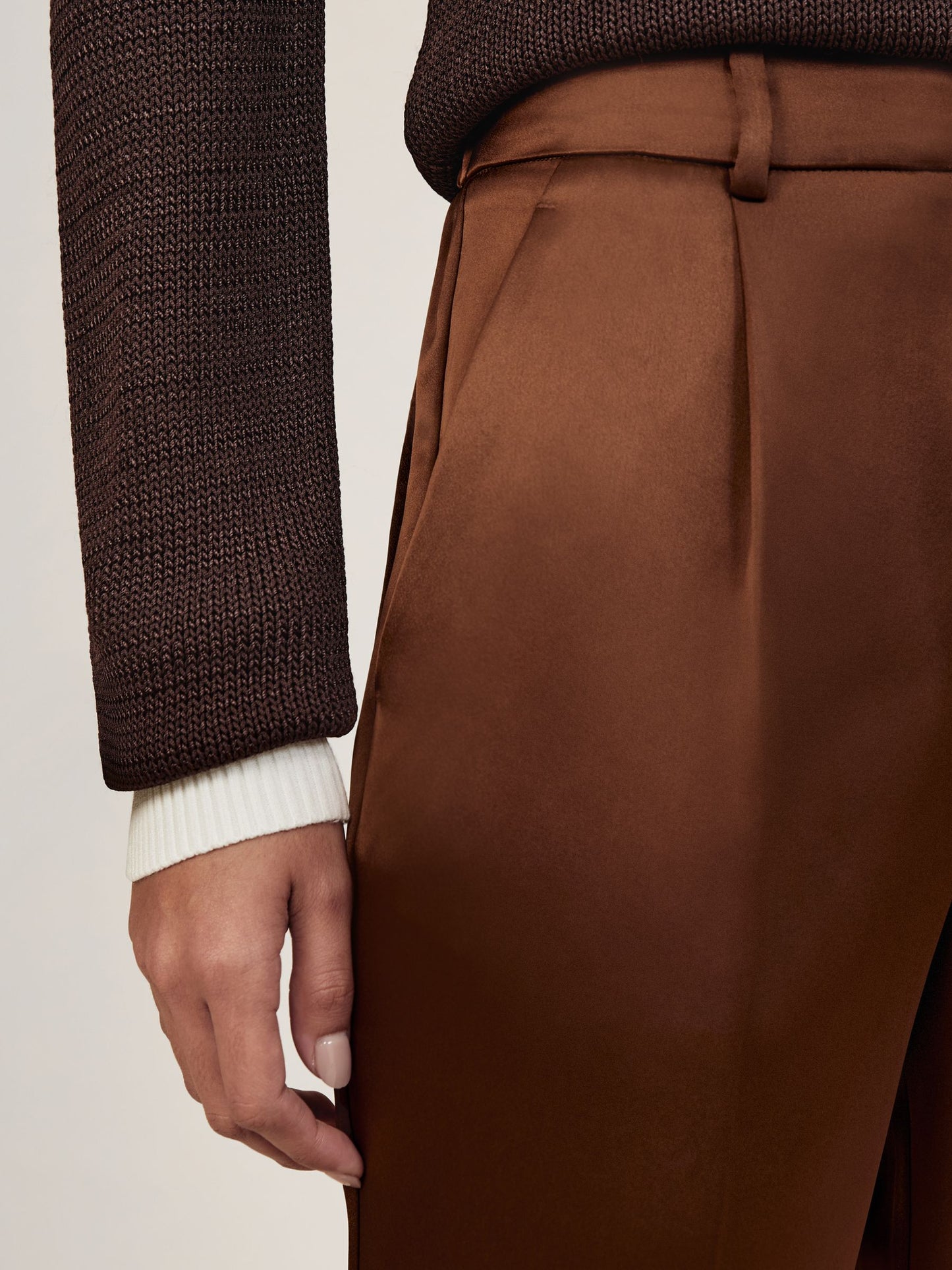 Satin Tapered Trousers in Bronze