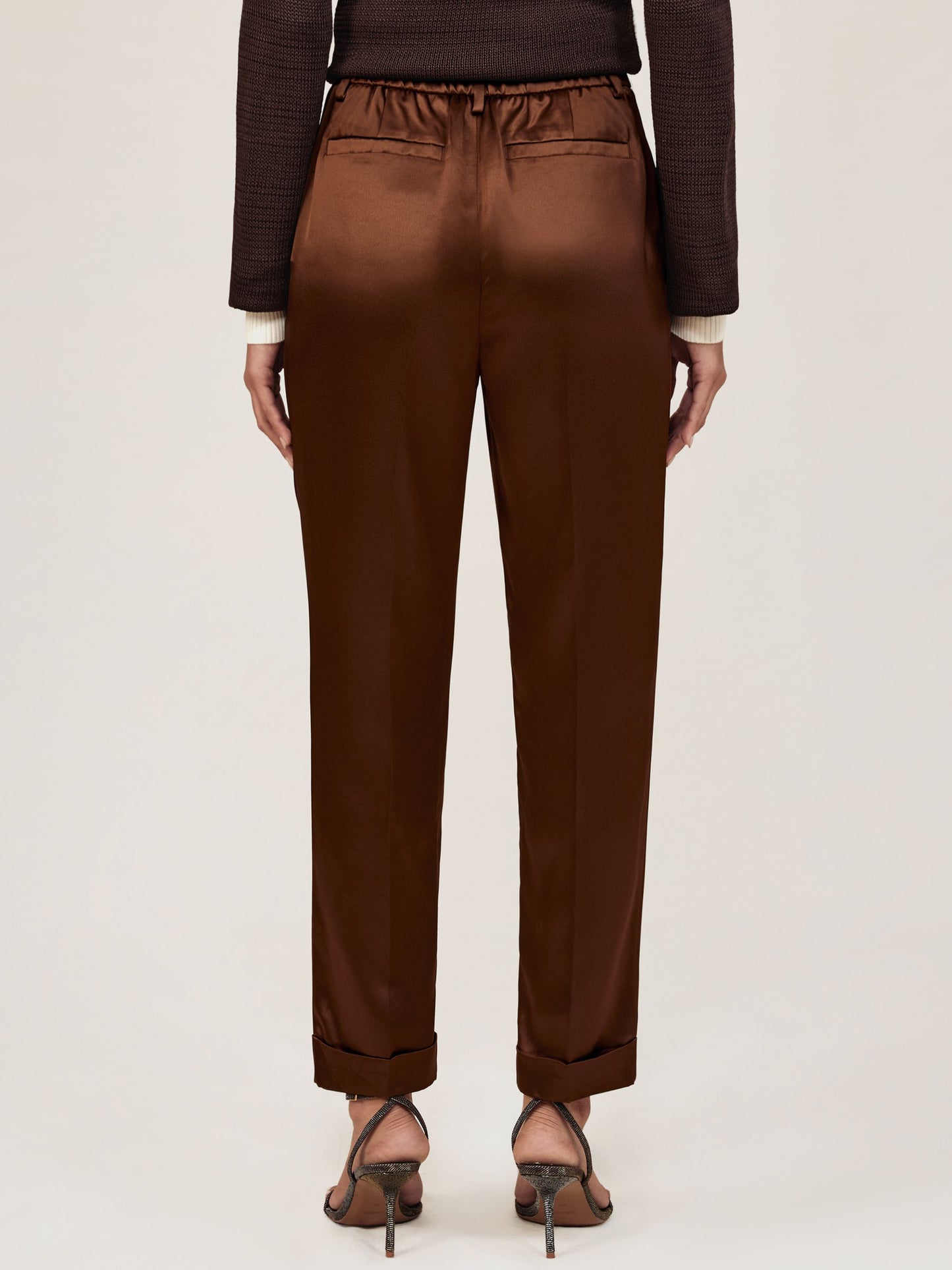 Satin Tapered Trousers in Bronze