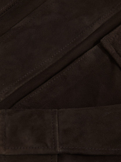 Suede Oversized Jacket in Chocolate Brown