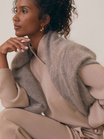 Modal-Blend Interlock Shawl Sweatshirt in Taupe Neutral