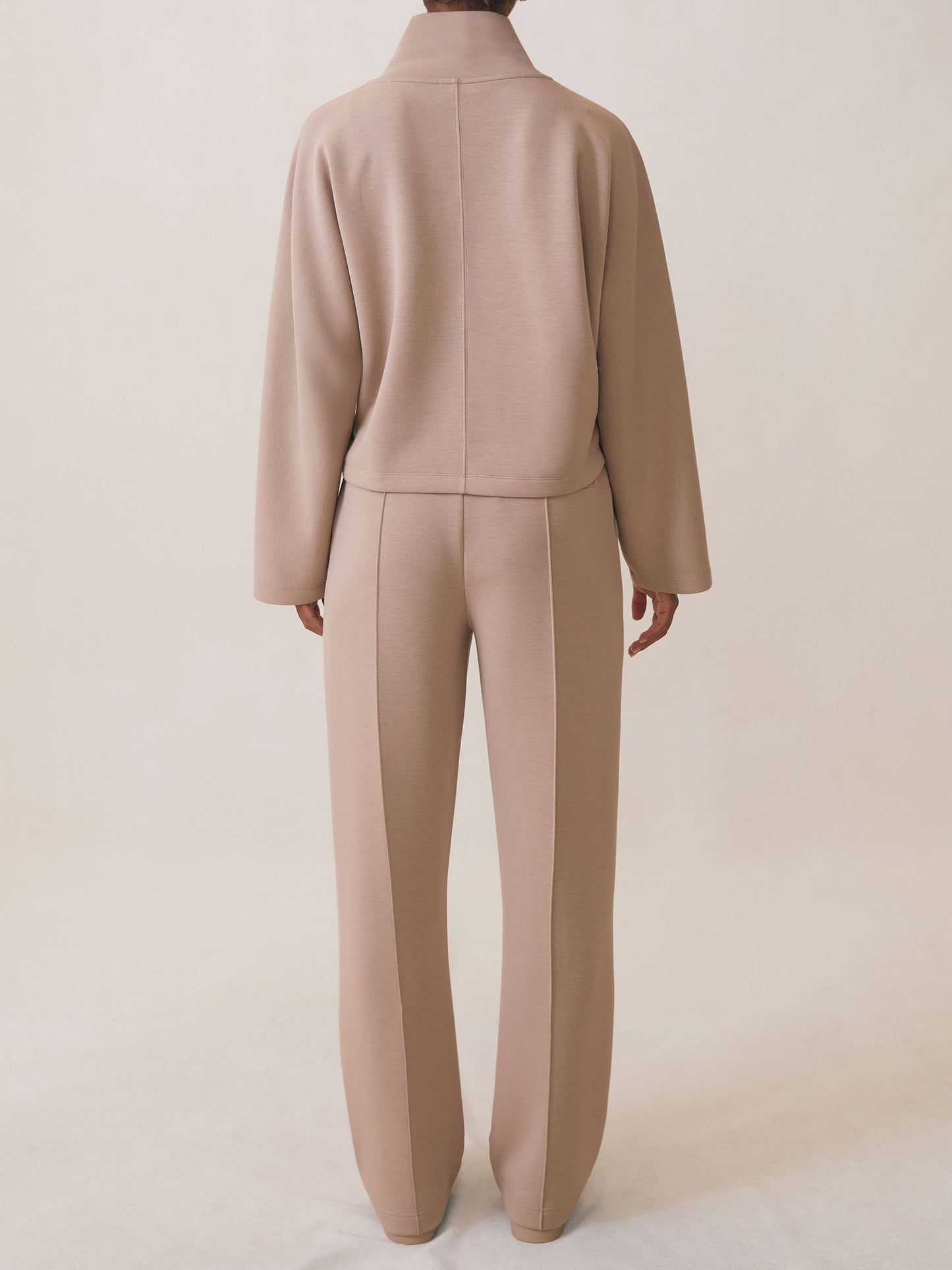 Modal-Blend Interlock Shawl Sweatshirt in Taupe Neutral