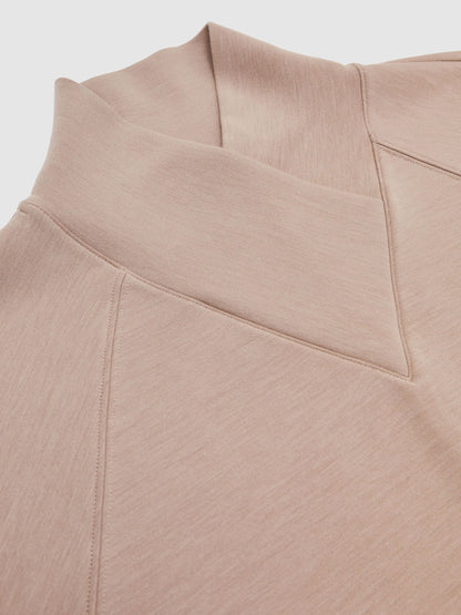Modal-Blend Interlock Shawl Sweatshirt in Taupe Neutral