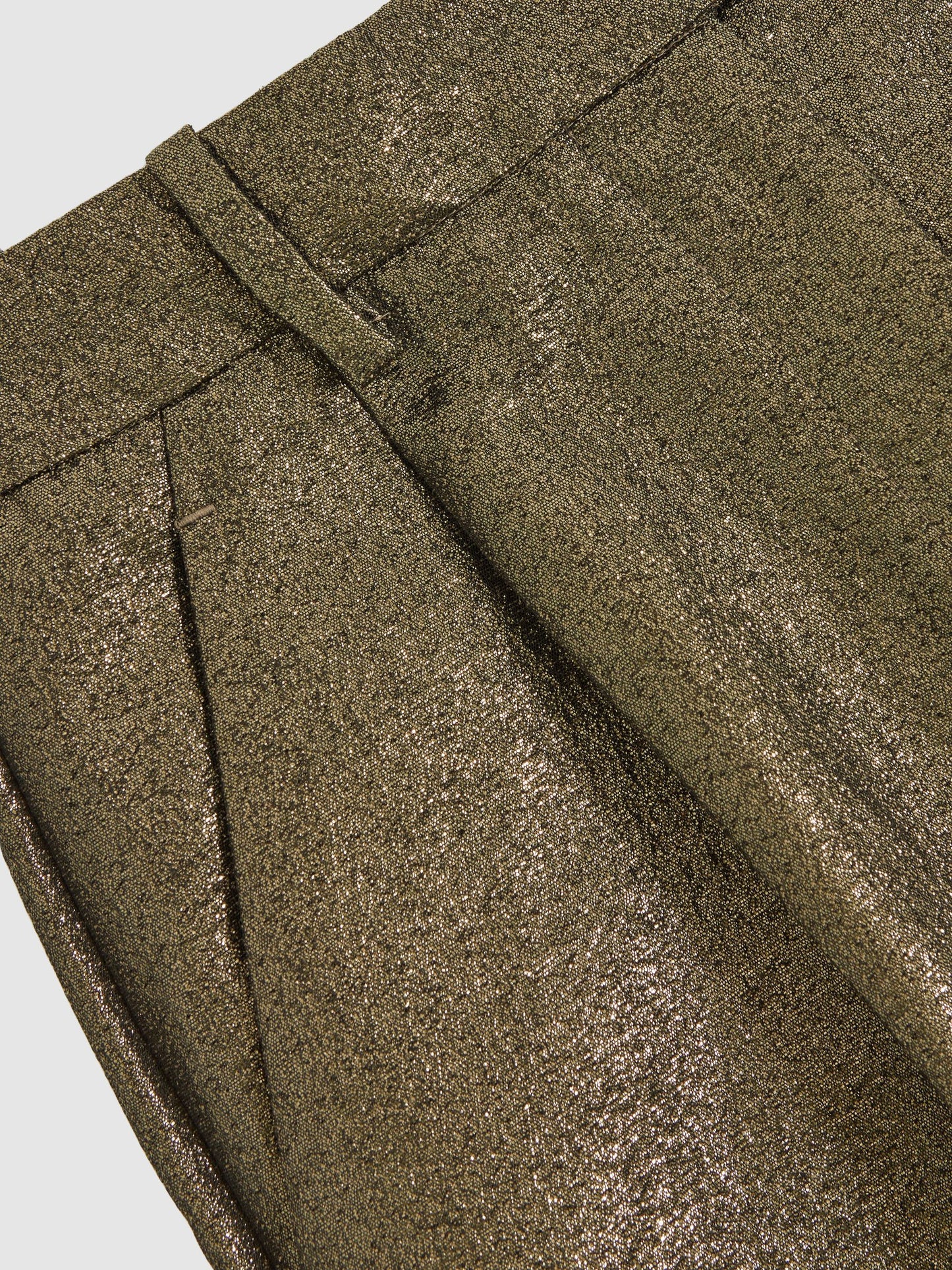 Tapered Metallic Suit Trousers with Cotton in Gold