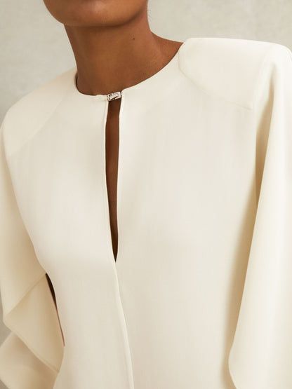 Atelier Crepe Turn-Lock Top in Cream