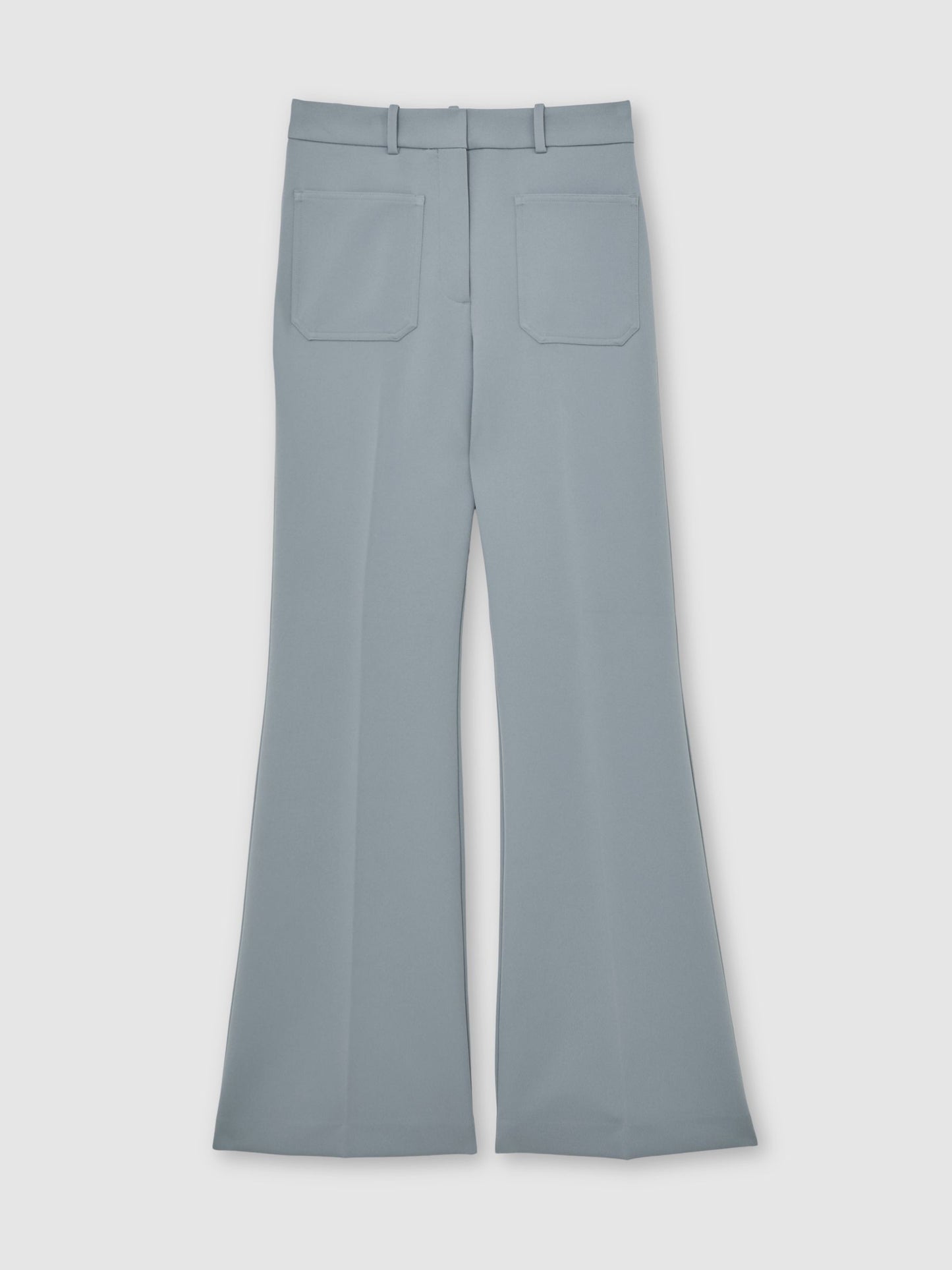 Twill Patch-Pocket Flared Trousers in Blue