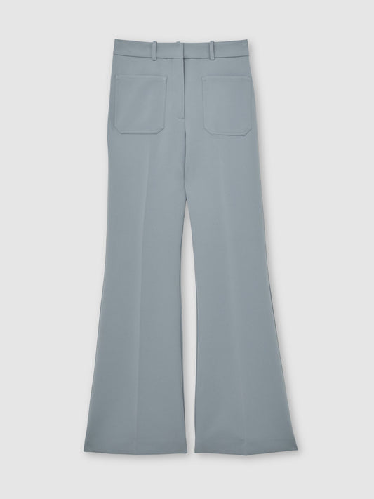 Twill Patch-Pocket Flared Trousers in Blue