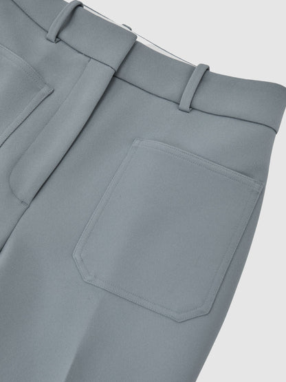 Twill Patch-Pocket Flared Trousers in Blue