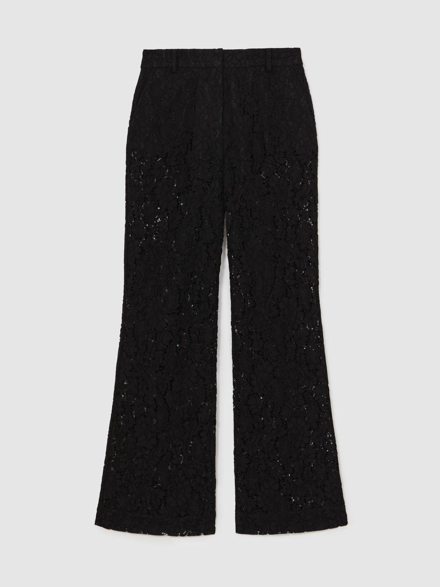 Lace Wide Leg Trousers in Black